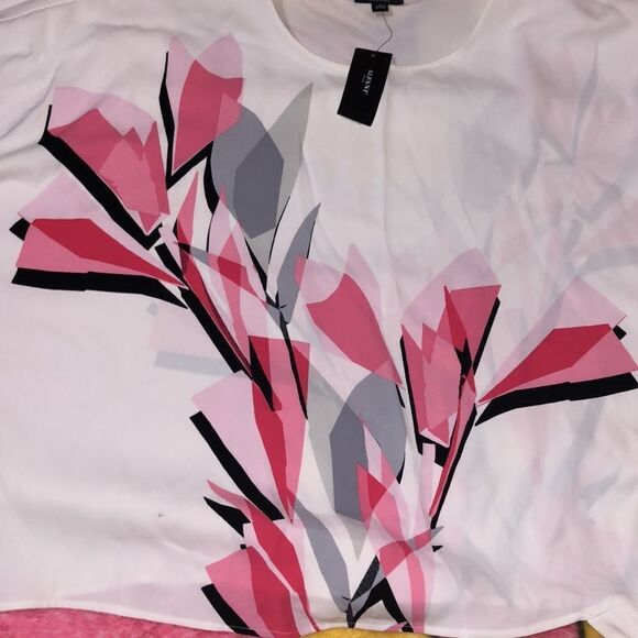 NWT Alfani plus size 3x loose tie top pink white abstract design women’s blouse - Picture 2 of 11